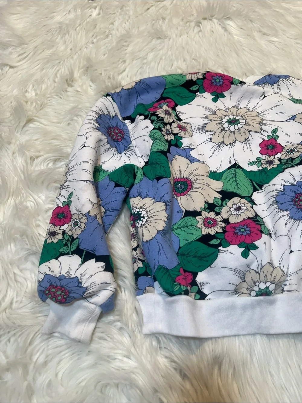 Gap Kids Size Medium 8 Sweatshirt Fashion Crewneck New Off White Floral Cotton